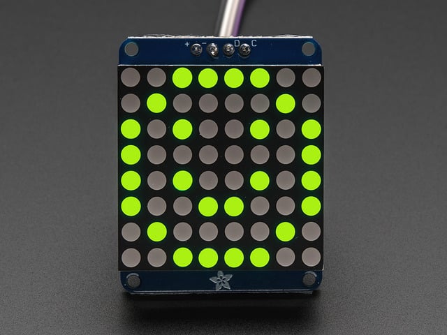Adafruit Small 1.2" 8x8 LED Matrix w/I2C Backpack - Yellow-Green