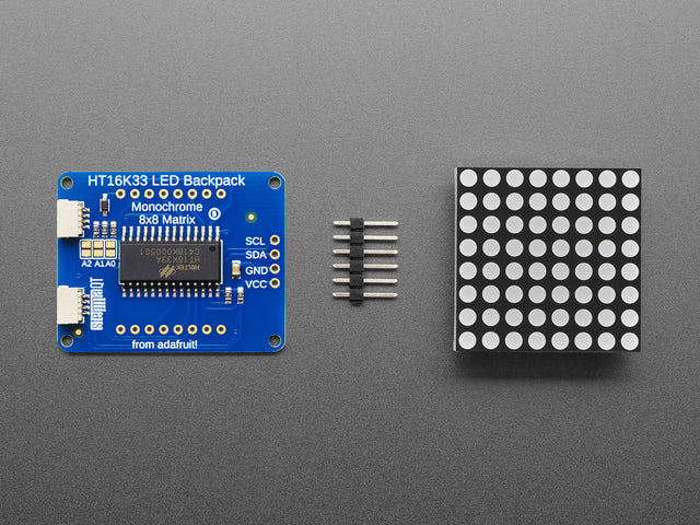 Adafruit Small 1.2" 8x8 LED Matrix w/I2C Backpack - Yellow-Green