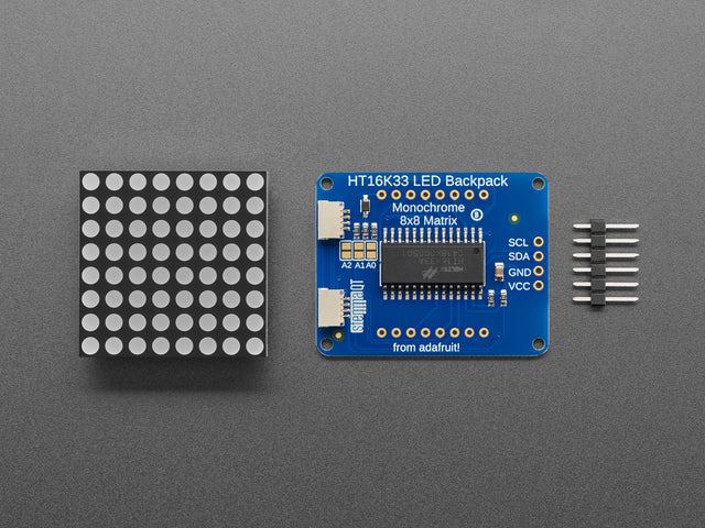 Adafruit Small 1.2" 8x8 LED Matrix w/I2C Backpack - Blue