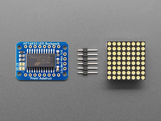 Adafruit Mini 8x8 LED Matrix w/I2C Backpack - Ultra Bright White