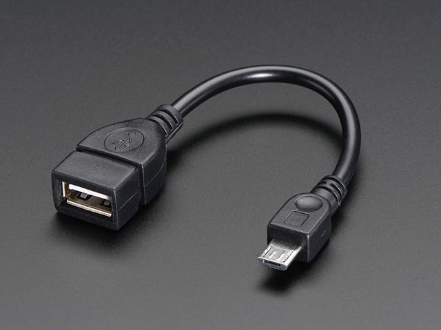 USB OTG Host Cable - MicroB OTG male to A female