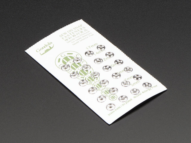 Sewable Snaps - 5mm Diameter - Card of 24