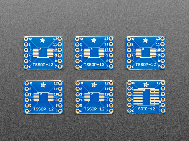 SMT Breakout PCB for SOIC-12 or TSSOP-12 - 6 Pack!