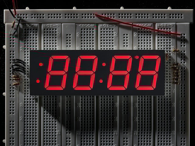 Red 7-segment clock display - 1.2" digit height