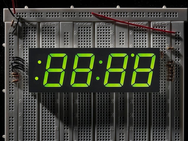 Green 7-segment clock display - 1.2" digit height