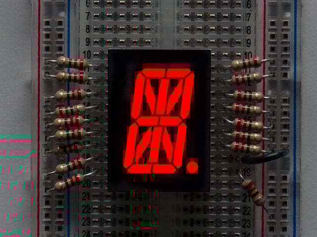 Red Hex-Segment Single Digit - 0.8" Tall Common Cathode