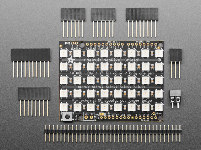 Adafruit NeoPixel Shield for Arduino - 40 RGB LED Pixel Matrix