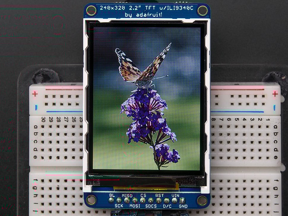 2.2" 18-bit color TFT LCD display with microSD card breakout