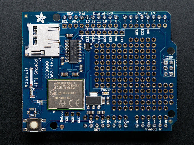 Adafruit HUZZAH CC3000 WiFi Shield with Onboard Antenna