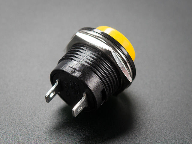16mm Panel Mount Momentary Pushbutton -  Yellow