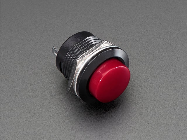 16mm Panel Mount Momentary Pushbutton -  Burgundy