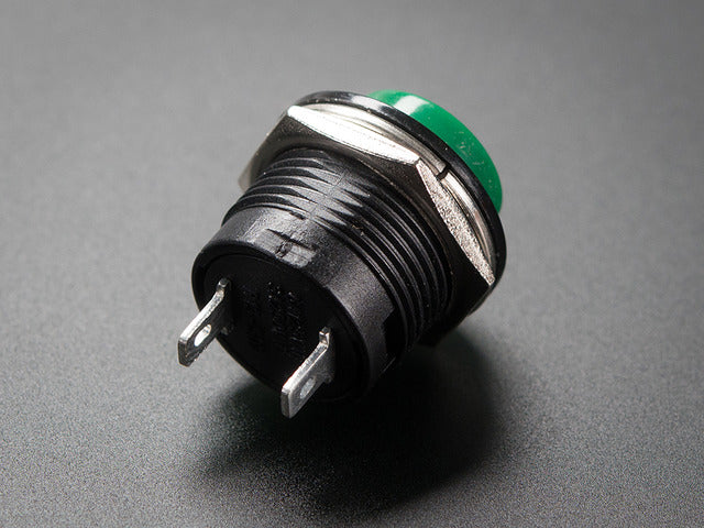 16mm Panel Mount Momentary Pushbutton -  Green