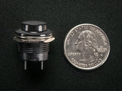 16mm Panel Mount Momentary Pushbutton -  Black