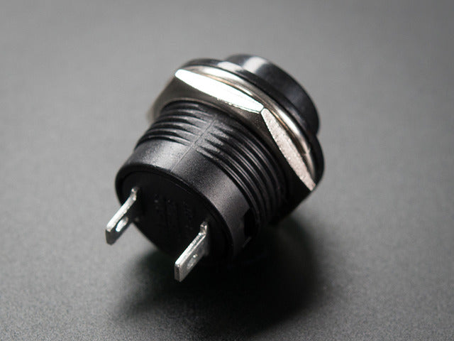 16mm Panel Mount Momentary Pushbutton -  Black