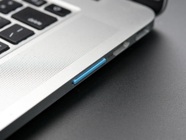 Blue Shortening microSD card adapter for Raspberry Pi & Macbooks