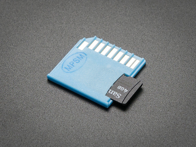 Blue Shortening microSD card adapter for Raspberry Pi & Macbooks