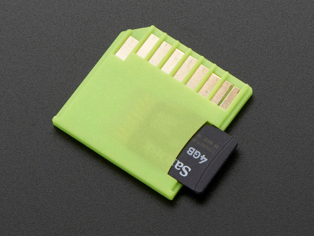 Green Shortening microSD adapter for Raspberry Pi & Macbooks