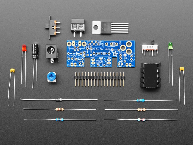 Adjustable breadboard power supply kit