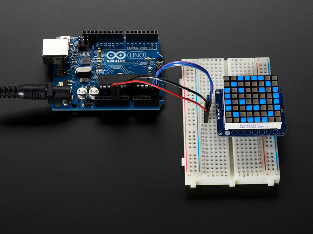 Small 1.2" 8x8 Ultra Bright Square Blue LED Matrix + Backpack