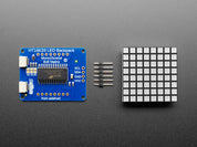 Small 1.2" 8x8 Ultra Bright Square Blue LED Matrix + Backpack