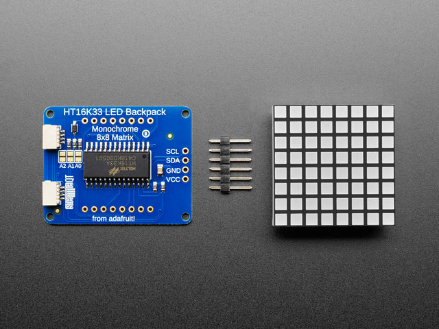 Small 1.2" 8x8 Ultra Bright Square Blue LED Matrix + Backpack