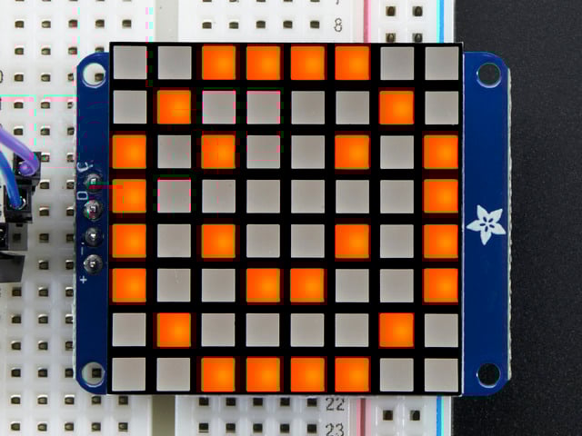 Small 1.2" 8x8 Ultra Bright Square Amber LED Matrix + Backpack