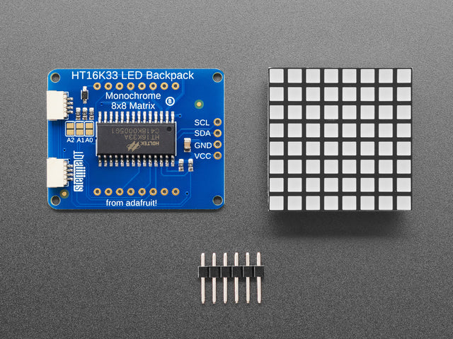 Small 1.2" 8x8 Ultra Bright Square Yellow LED Matrix + Backpack