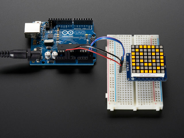 Small 1.2" 8x8 Ultra Bright Square Yellow LED Matrix + Backpack