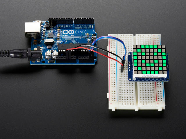 Small 1.2" 8x8 Bright Square Pure Green LED Matrix + Backpack