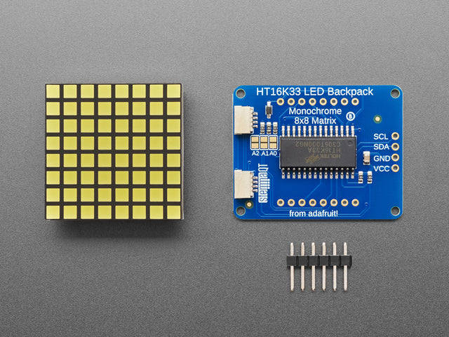 Small 1.2" 8x8 Ultra Bright Square White LED Matrix + Backpack
