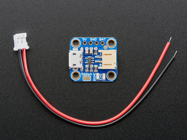 Adafruit Micro-Lipo Charger for LiPo/LiIon Batt w/MicroUSB Jack