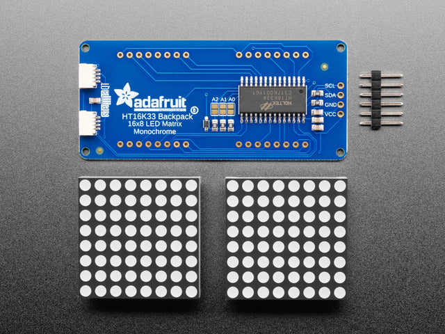 16x8 1.2" LED Matrix + Backpack - Ultra Bright Round Red LEDs