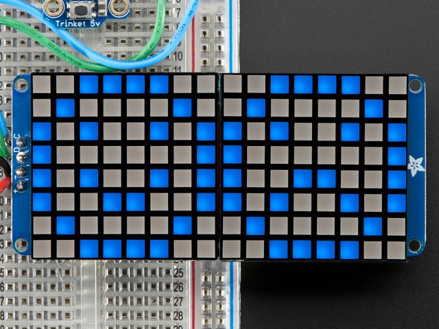 16x8 1.2" LED Matrix + Backpack - Ultra Bright Square Blue LEDs