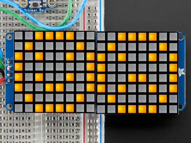 16x8 1.2" LED Matrix + Backpack -Ultra Bright Square Yellow LEDs