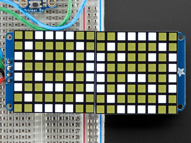 16x8 1.2" LED Matrix + Backpack - Ultra Bright Square White LEDs