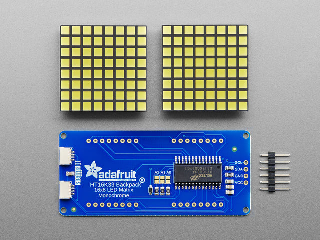 16x8 1.2" LED Matrix + Backpack - Ultra Bright Square White LEDs
