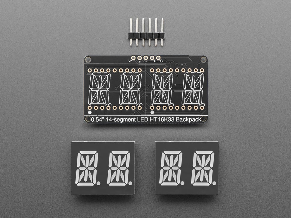 Quad Alphanumeric Display - Yellow 0.54" Digits w/ I2C Backpack