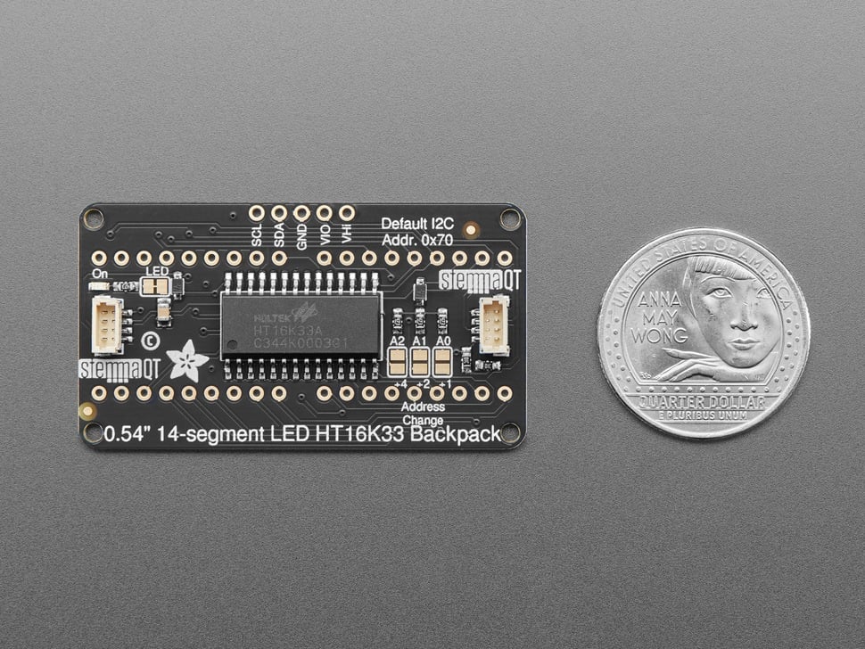 Quad Alphanumeric Display - Yellow 0.54" Digits w/ I2C Backpack