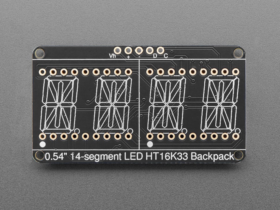 Quad Alphanumeric Display - Yellow 0.54" Digits w/ I2C Backpack
