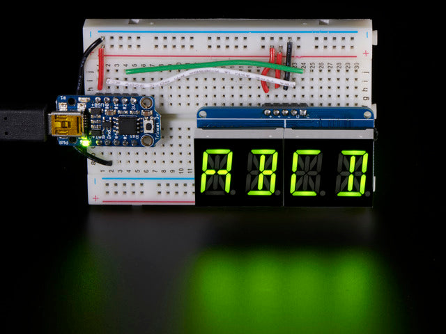 Quad Alphanumeric Display -Yellow-Green 0.54" Digits w/ Backpack