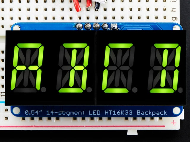 Quad Alphanumeric Display -Yellow-Green 0.54" Digits w/ Backpack