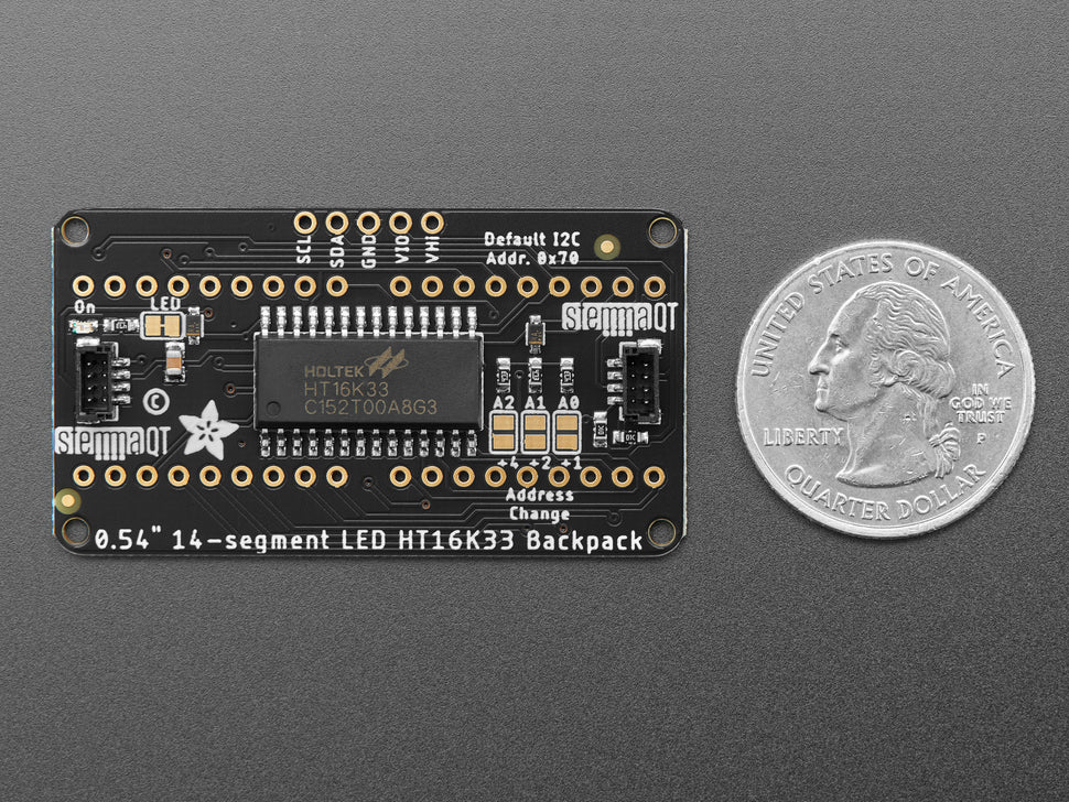 Quad Alphanumeric Display - Pure Green 0.54" Digits w/ Backpack