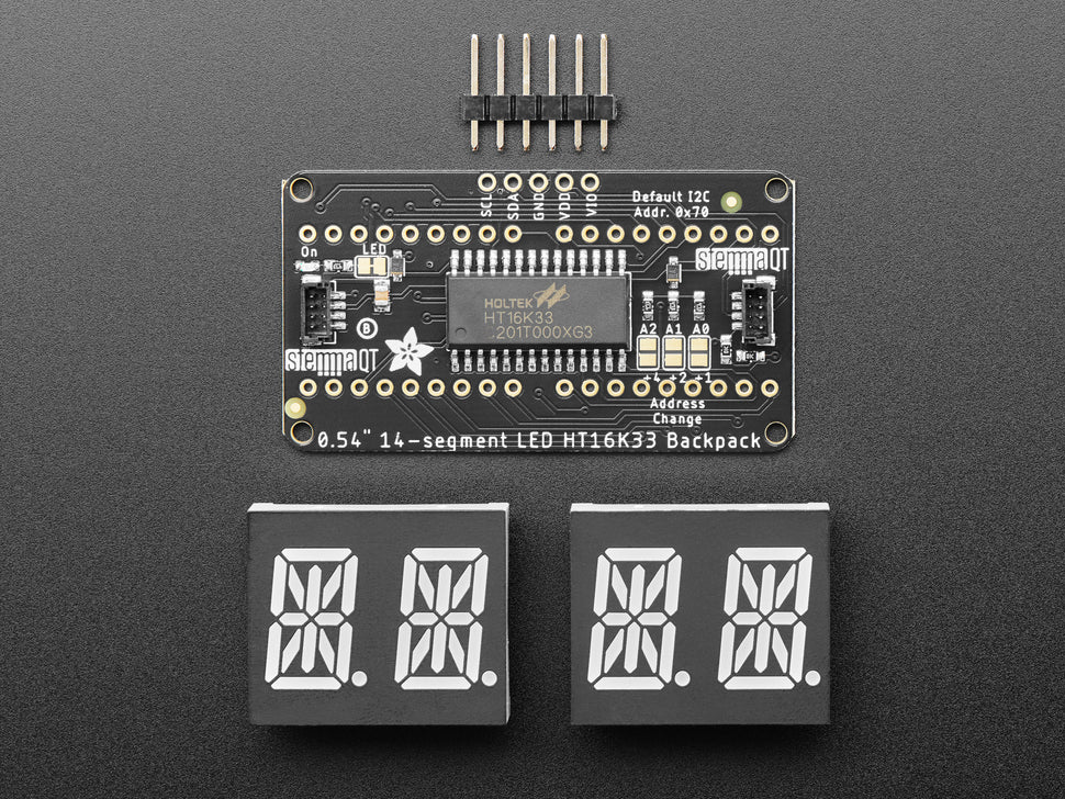 Quad Alphanumeric Display - Pure Green 0.54" Digits w/ Backpack