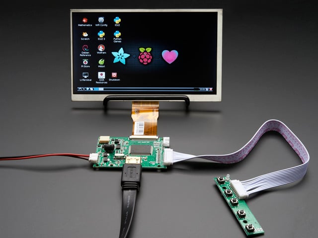 HDMI 4 Pi: 7" Display no Touchscreen 1024x600 w/ Mini Driver