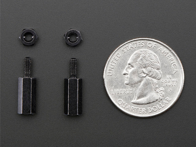 Brass M2.5 Standoffs for Pi HATs - Black Plated - Pack of 2