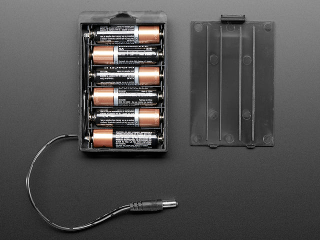 6 x AA battery holder with 5.5mm/2.1mm plug