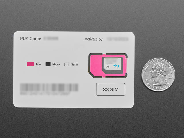 GSM SIM Card from Ting & Adafruit - Data/Voice/Text
