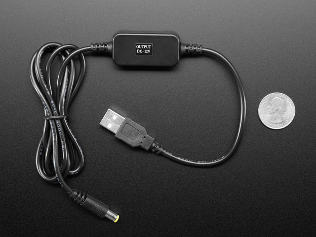 USB to 5.5mm / 2.1mm DC Booster Cable - 12V Output