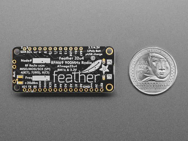 Adafruit Feather 32u4 RFM69HCW Packet Radio - 868 or 915 MHz