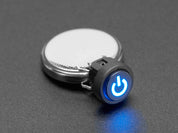 Mini Illuminated Momentary Pushbutton - Blue Power Symbol